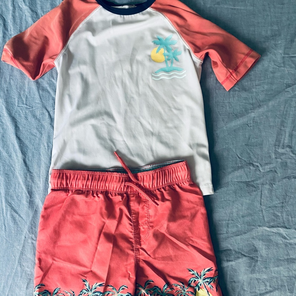 Boys Swim shorts trunks Rash guard size 4T